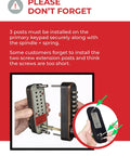 Mechanical Keyless Combination Latch Door Lock With Flat Spindle Double Sided Keypads For Gates Fences And Windows No Battery Or Power Needed Bump Key Proof Oil Rubbed Bronze Finish Not A Deadbolt installation instructions
