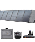 Heavy Duty 1800W Portable Power Station With Included 200W Solar Panel LiFePO4 Battery, showing folded solar panel and connectors for off-grid use.