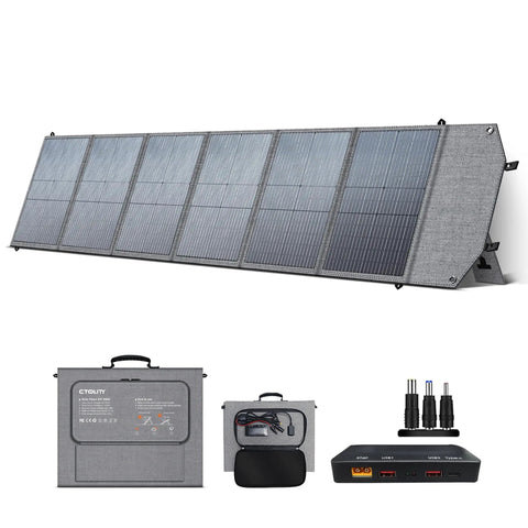 Heavy Duty 1800W Portable Power Station With Included 200W Solar Panel LiFePO4 Battery, showing folded solar panel and connectors for off-grid use.