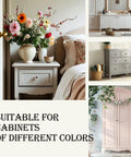 Dope Crystal Cabinet Knob Set, 8 Pack Glass Crystal Vintage Hardware in Antique Brass on various colored cabinets