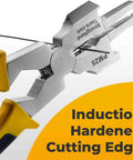 Close-up of versatile all-in-one welding pliers kit with slag hammer, scraper, flat face hammer, and files, 8-inch tool