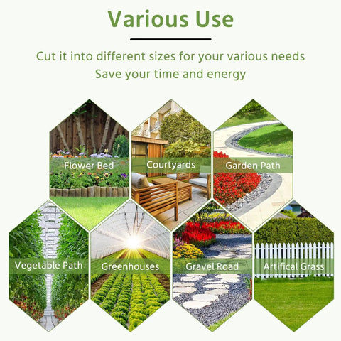 Heavy Duty Weed Barrier Fabric 6x300Ft Landscape Fabric Three Point Two Ounce for various garden and driveway applications.