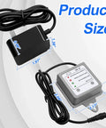 AC Adapter With Battery Backup For MotionSense Wave And U Kitchen Faucets Dual Power Source Kit dimensions displayed.