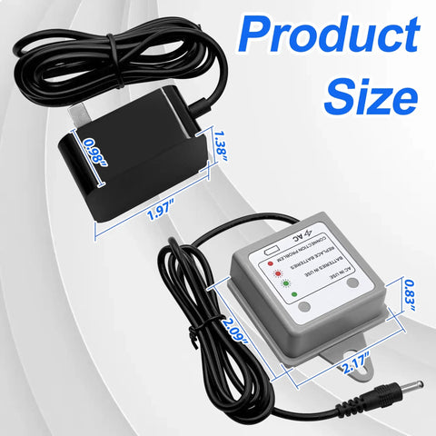 AC Adapter With Battery Backup For MotionSense Wave And U Kitchen Faucets Dual Power Source Kit dimensions displayed.