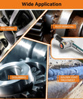 Wide application of Rock Solid Multi Angle Industrial Air Belt Sander, showcasing polishing, rust removal, deburring, and solder joint treatment.
