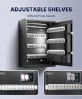 Heavy Duty 103 Position Electronic Key Lock Box With Anti Theft Deposit Slot and adjustable shelves shown open