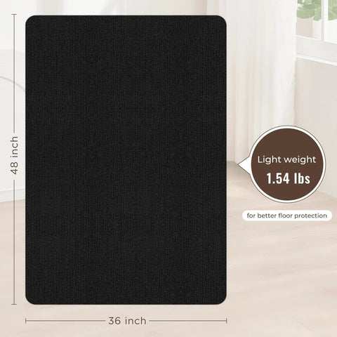 Office Chair Mat For Hardwood Floor No Slip Protection For Rolling And Gaming Chairs 36x48 Inches Heavy Duty Floor Protector in black.