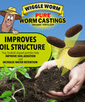Hands holding soil with 100 Percent Pure Organic Worm Castings Fertilizer For A Serious Soil Boost Mineral Dense 15 Lbs Bag OMRI Listed Improves Fertility Aeration And Drainage For Houseplants Vegetables And Garden Growth.