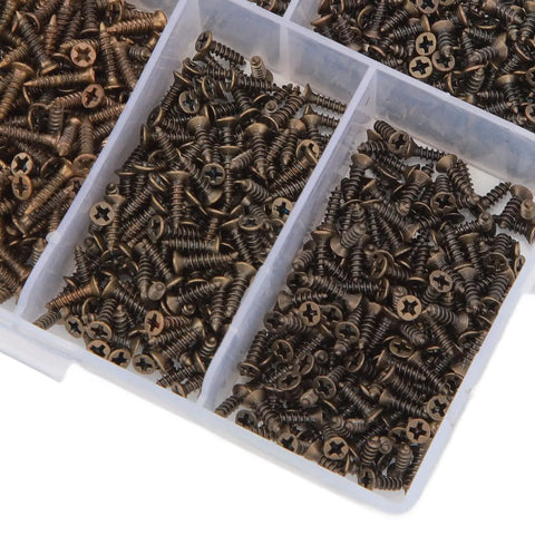 1200 Piece Woodworking Screws Kit M2 M5 Self Tapping Cross Countersunk Set in plastic organizer