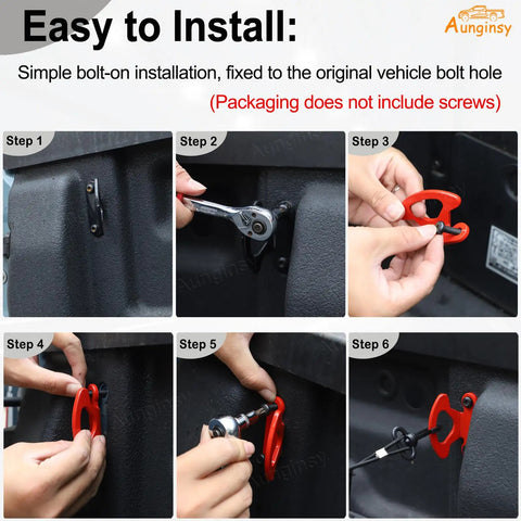 Rock Solid Carbon Steel Tie Down Hooks Four Pack For Ford Maverick 2022 To 2025 Red Bed Cleat Anchors installation steps.