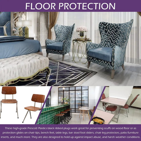 Living room furniture with chairs featuring floor protection from 140Pcs Square Tubing End Caps Kit, Eight Sizes From 1/2 Inch To 1-1/2 Inch And Three Colors