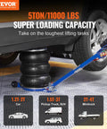 Heavy Duty Triple Bag Air Jack 5 Ton 11000 Lb Pneumatic Car Hoist for Trucks And Suv shown lifting a vehicle in garage.