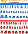 214 Piece Nut And Bolt Thread Checker Kit With Detachable Gauges For SAE And Metric Threads 70 Thread Gauges 37 Blue SAE 33 Red Metric Plus 144 Drill Gauges Pull Out Design For Tight Engine Bays CNC Machined Aluminum Built Tough, chart view