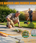 Man using Cordless 3 In 1 Weed Wacker With Battery Power, Stringless Trimmer Brush Cutter And Lawn Edger And Mower on lawn