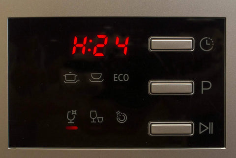 Top Shelf Compact Countertop Dishwasher Featuring Energy Star Efficiency Plus Delay Start Timer With Bright Led Interface displaying control panel and LED timer.