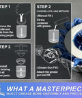Rotation Handle Bearing Packer For Effortless Wheel Bearing Grease Application infographic with instructions