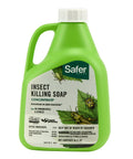 Green bottle of Insect Killing Soap Concentrate For Plants Insecticidal Soap That Wipes Out Aphids Whiteflies Thrips Spider Mites And More OMRI Listed