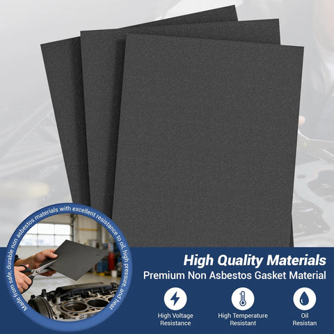 Arwnnklo non-asbestos gasket material sheets, 16 pcs, 14 x 11 in, 1.0 mm thick for high-temperature engine DIY