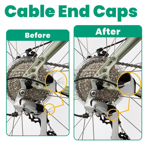 Universal Mountain Bike Brake And Shift Cable Kit With Silver End Caps O Rings And Cable End Caps 40 Piece Set for MTB before and after