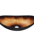 Rena Glass Vessel Bathroom Sink Oval Slipper Hand Painted Black And Copper Tones Dope Sleek Look Tempered Glass Above Counter