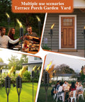 Citronella Garden Torch Set Of Six With Large 16 Ounce Metal Torches 59 And A Half Inch Tall Outdoor Torches in various settings.
