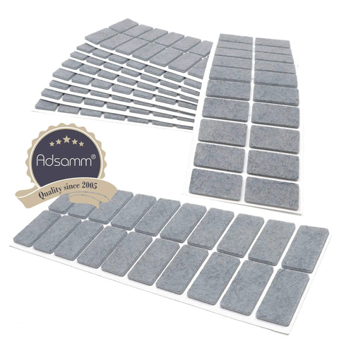 Tough As Nails Self Adhesive Felt Pads 200 Count Grey Rectangle Stickers on sheets, for easy installation to protect floors.