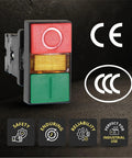 Double Head Push Button With Signal Lamp For On Off Start Stop Control In Industrial Equipment And Panel Mounts Boss Level Heavy Duty Switch