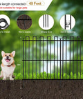 Keep Pups From Digging With This No Dig Animal Barrier Fence 25 Panels 32In Tall By 49Ft Long Rustproof Metal Stakes Decorative Garden Border Fencing For Outdoor Yards And Patios, shown with corgi and installation features.