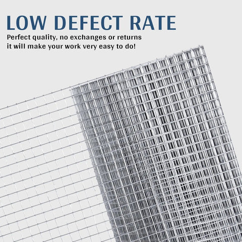 Go-To Half Inch Hardware Cloth Roll 4 Ft By 100 Ft 19-Gauge Galvanized Wire Mesh Garden Fence showing low defect rate