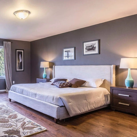 Bedroom with Crank Up The Brightness With A19 LED Light Bulbs 100W Equivalent Daylight White 5000K in bedside lamps