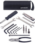 Harley Davidson Motorcycle Repair Tool Kit For On The Road Maintenance And Basic Repairs laid out with case and tools visible.
