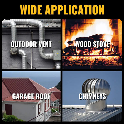 Pro Grade Heavy Duty Four Inch Metal Roof Pipe Boot Featuring Flexible Silicone Flashing Base For Corrugated Steel Roofs used on outdoor vents, wood stoves, garage roofs, and chimneys.