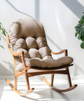 Beige Adirondack Chair Cushion Set With Ties 44 By 19.4 By 4 Inches High Back Rocking Patio Cushions on wooden chair indoors