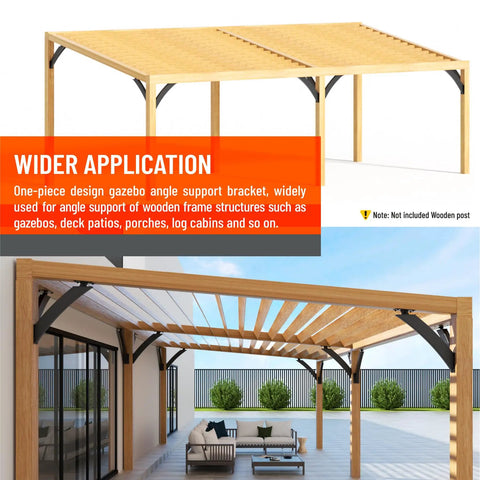 Q235 Steel Integrated Arc Pergola Brackets Heavy Duty 2Pack 45 Degree Adjustable Angle Supports For 2x4 Wood Beams Actual Tube Size One Point Five By Three Point Two Inches For Outdoor Use Built To Last