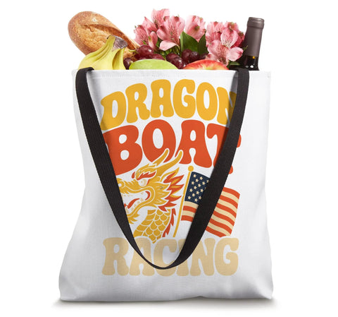 Paddlers Tote Bag For Dragon Boat Crew And Racing Teams, Race Day Carryall For Practice And Events with dragon graphics and items inside