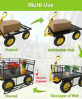 2-In-1 ATV UTV Trailer Cart With Removable Sides showing flatbed, rubber pad, and wall configurations