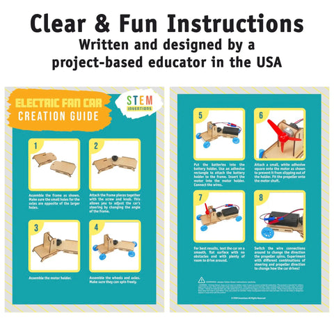 Motorized Fan Powered STEM Racers Kit For Ages 8 And Up Build And Race 10 Cars Hands On Learning For STEM Club And After School instruction guide