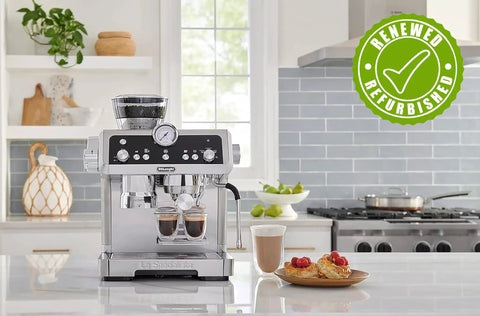 Level Up Your Brew Game With This Certified Renewed Barista Espresso Machine Featuring An Integrated Burr Grinder And Smart Tamping Station For Kickin Daily Shots That Hit Different in kitchen setting.