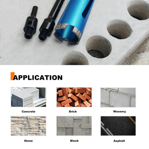 Beefy Two And A Half Inch Diamond Core Drill Bits With Nine Inch Deep Drilling, Laser Welded Segments For Concrete Brick Block