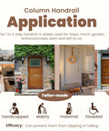 Industrial Grade Wall Mount Handrails For Outdoor Steps And Decks Featuring Wrought Iron Safety Rails With Curved Grips on various doorsteps.