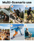 Collage showing diverse outdoor activities suitable for Solar Power Bank 20000mAh With Built In Cables Portable Wireless Charger