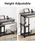 Small Portable Desk With Built In Outlet And USB Ports For Couch Or Bedside Use Height Adjustable Laptop Table On Wheels