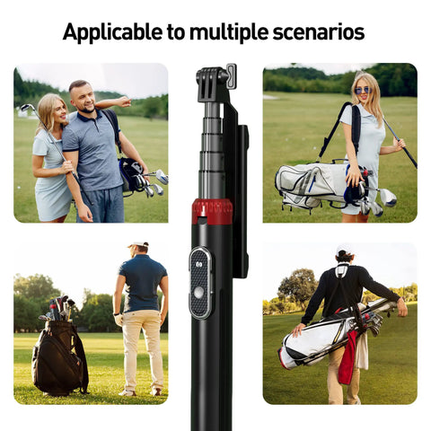 62 Inch Extendable Phone Tripod And Selfie Stick For Golf Training With Wireless Remote And Universal Phone Holder, multiple uses on golf course.