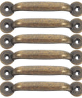 Rustic Bronze Cabinet Drawer Pulls 6 Pack Vintage Iron Wardrobe Handles For Kitchen Cupboard Hardware displayed in a row.