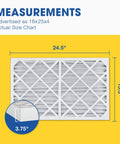 MERV 13 Pleated Furnace And Air Conditioner Filter Pack 16x25x4 Inches 6 Count dimensions with actual size 15.5x24.5x3.75 inches