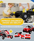 Child assembling 12V Kids Ride On Building Block Car With Parental Remote Control Buildable Jeep Or Go Kart Mode Universal Chassis