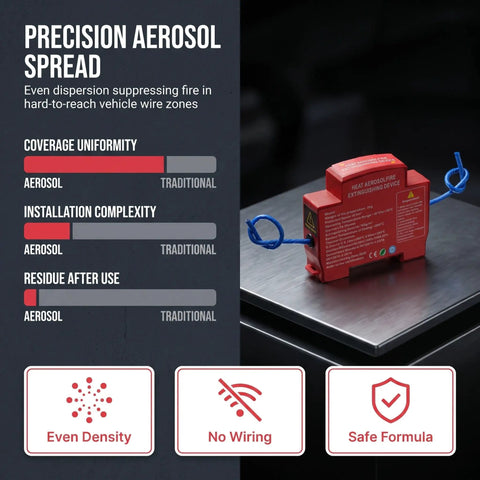 Reliable Auto Aerosol Fire Extinguisher A Straight Up Weekend Warrior Must Have For Under The Hood Emergencies on a metal surface.
