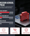 Compact Aerosol Fire Extinguisher With Self Adhesive Mount Auto Emergency Car Garage Fire Suppression Kit 20g displayed on a metal surface, showing safety features.