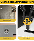 Close-up of a One Quarter Inch Pop Rivet Gun Kit With 200 Blind Rivets And Five Interchangeable Rivet Heads for versatile use.
