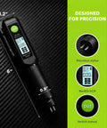 Heavy Duty Brake Fluid Tester Pen With Digital LCD Screen and Robust Metal Probe measures moisture levels, size 1.2x6 inches.